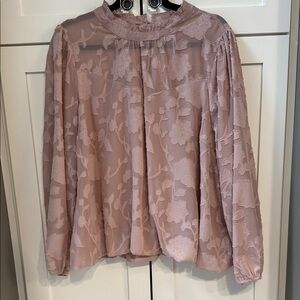 torrid Dusty Rose Sheer Floral Jacquard Blouse